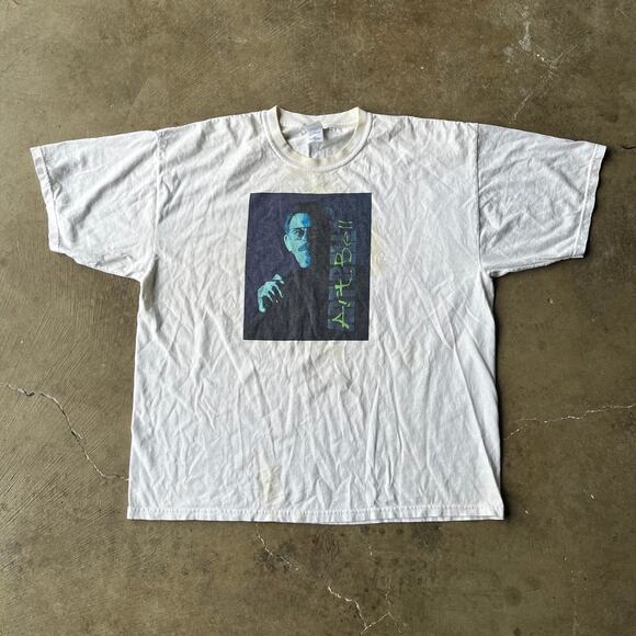 VINTAGE ART BELL COAST TO COAST T-SHIRT ALIEN SCIENE RADIO SHOW MENS XXL STAINS - Picture 1 of 6